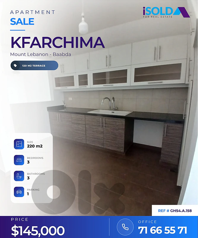 140sqm Apartment For Sale In Kfarchima+120sqm Terrace-GH54.A.158