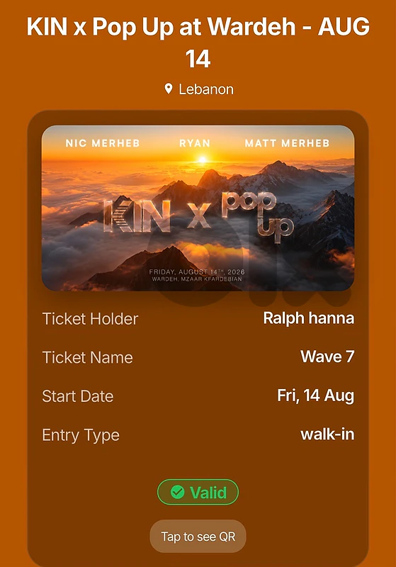 Kin x Pop Up ticket for sale