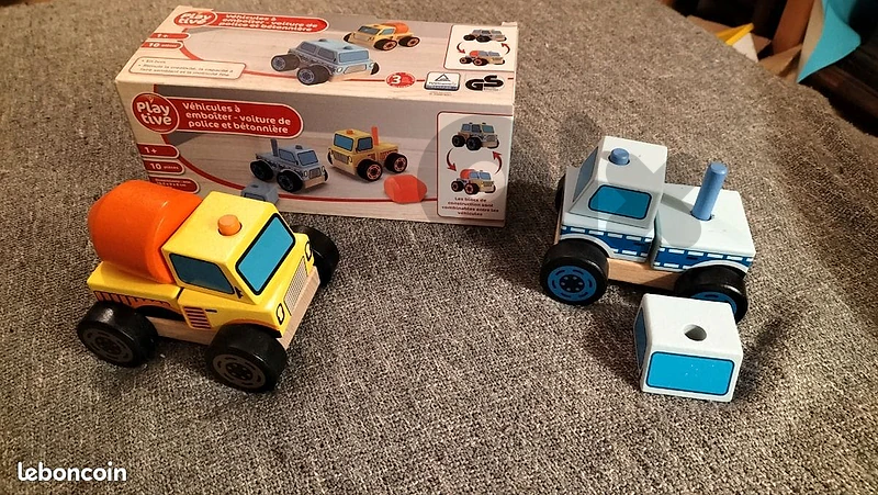 Playtive Wooden Police Car and Cement Mixer