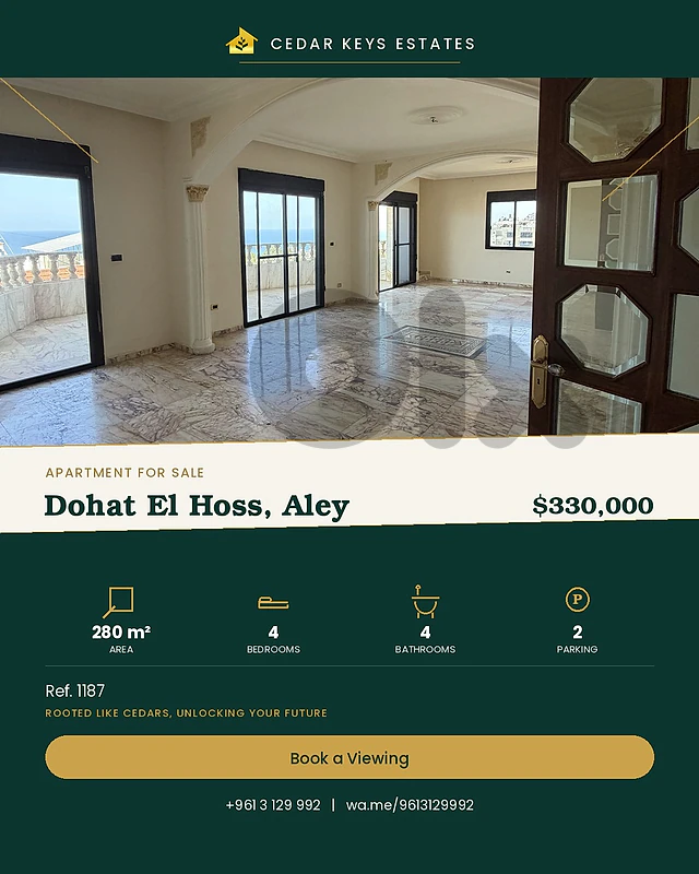 Apartment For Sale — Dohat El Hoss, Aley