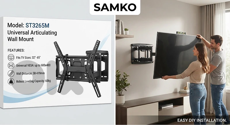 Samko ST3265M Heavy-Duty Articulating TV Wall Mount - Secure 60kg