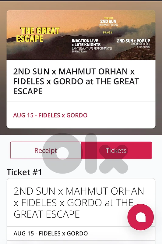 ticket 2nd sun x Mahmoud Orhan x Fideles x x Gordo at the Great Escape
