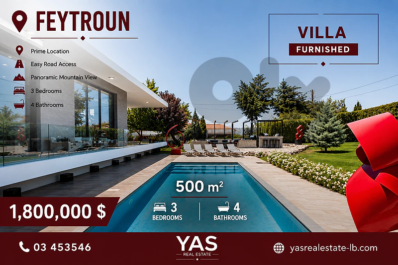 Feytroun 500m2 Villa | Furnished | Designer’s Signature | Unique | TYT