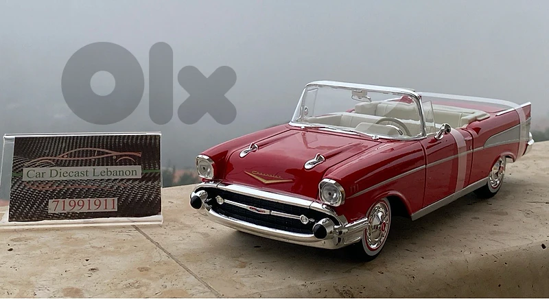 diecast model car chevrol bel air convertible model car 1/18 in red