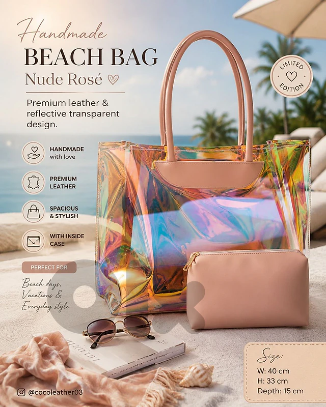 Handmade Nude Rosé Beach Bag 👜🌸