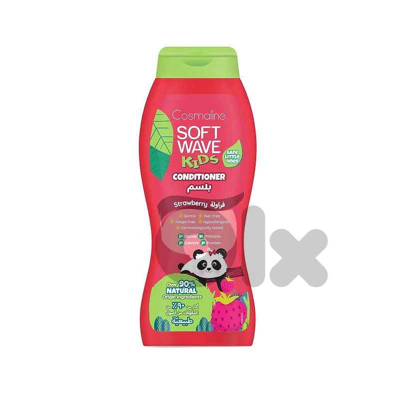 Cosmaline Soft Wave Kids Strawberry Conditioner Over 90% Natural Origin Ingredients 400Ml