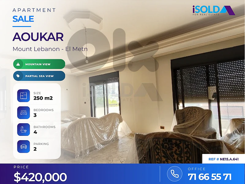 A 250 m2 apartment with mountain/sea view 4sale in Bellevue, Aoukar
