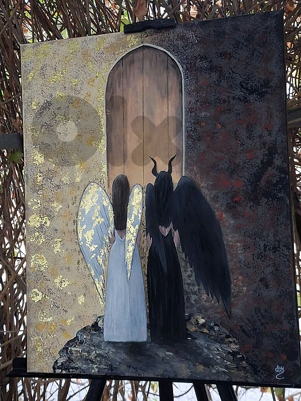 "the final door" acrylic painting لوحة رسم يد بالاكريليك