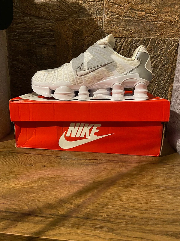 nike shox TL white metallic silver