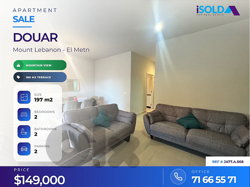 A 120 m2 apart + garden + terrace + open mountain view 4sale in Douar
