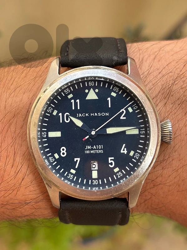 Jack Mason JM-A101 Aviator Quartz Watch 42mm Sliver Stainless Case