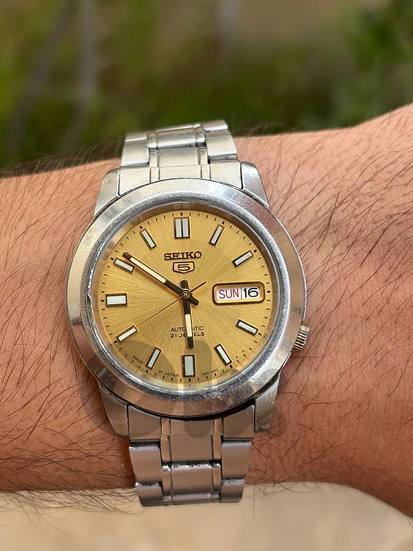 Seiko 5 Sports SNKK13J1 Automatic Gold Dial 38mm Made in Japan