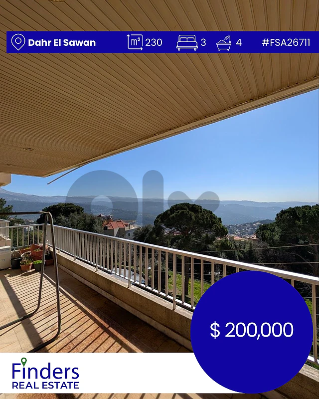 Apartment for sale in Dahr El Sawan!  شقة للبيع في ضهر الصوان!