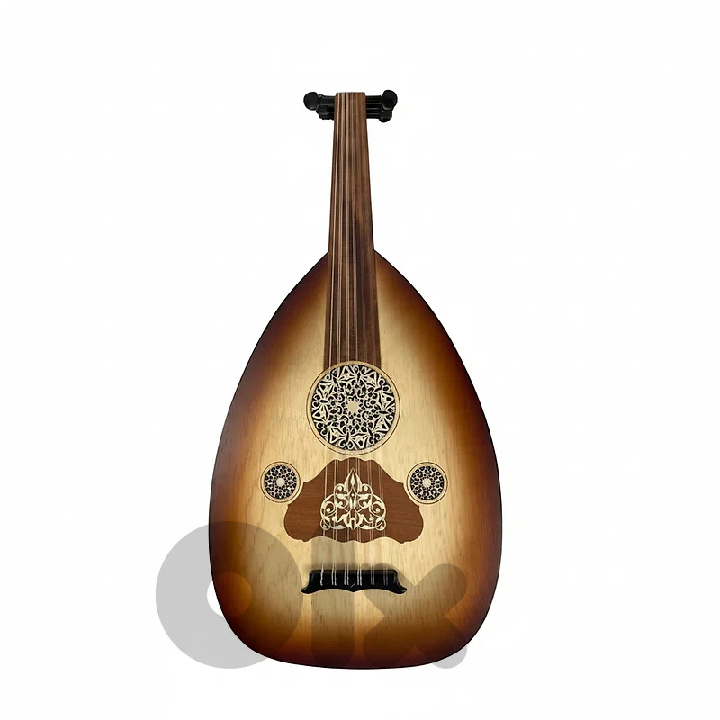 Damascus Iraqi Oud Sunburst Finish - Fixed Bridge