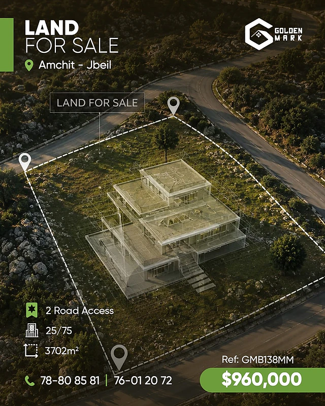 GMB138MM - Land For Sale In Amchit - أرض للبيع في عمشيت