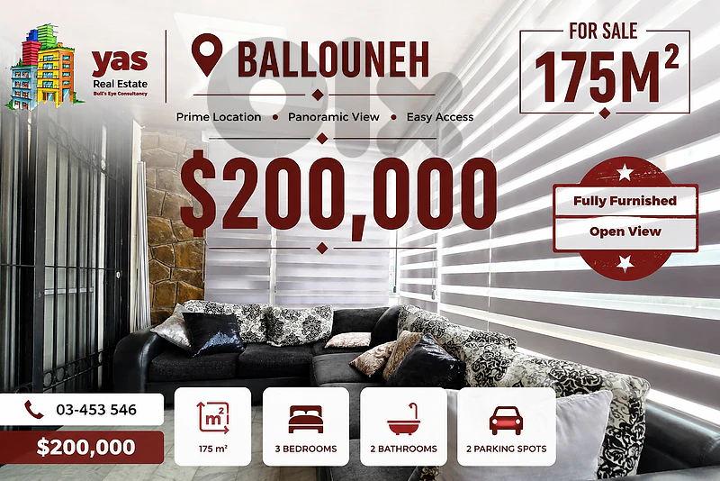 Ballouneh 175m2 | Furnished | Prime Location | Open View | TO