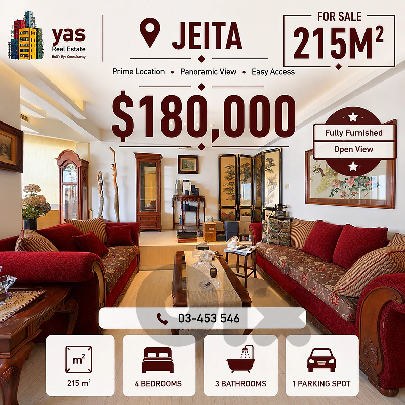 Jeita 215m2 | 45m2 Terrace|Open View | Well Maintained | High End | TO