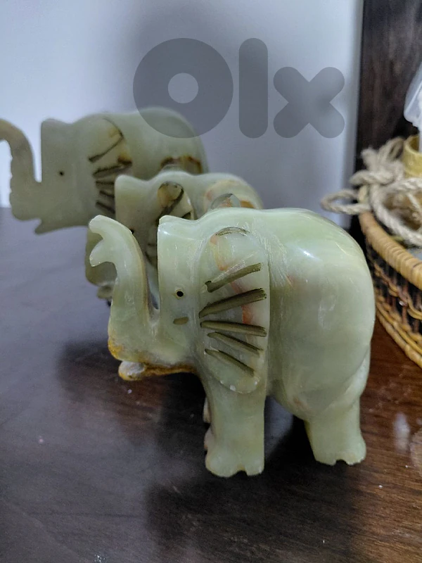 Set of Heavy Stone Elephant Figurines