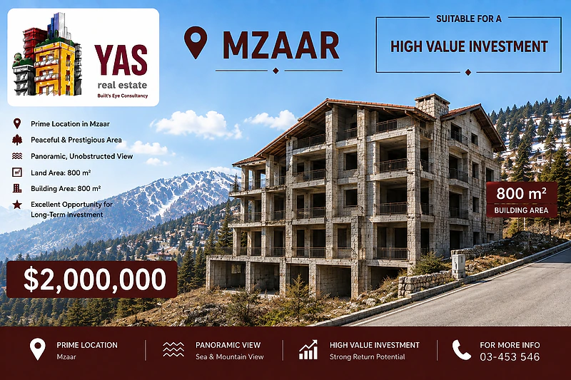 Mzaar 800m2 Building | Unique Investment | 1 Min From Ski Slope | WA |