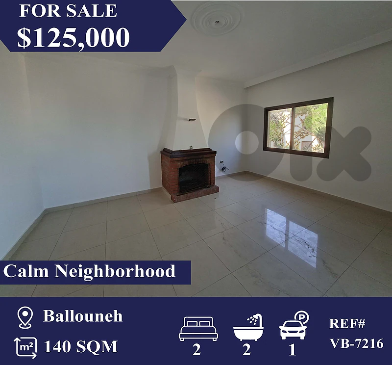VB-7216 Apartment for sale in Ballouneh شقة للبيع في بلونة