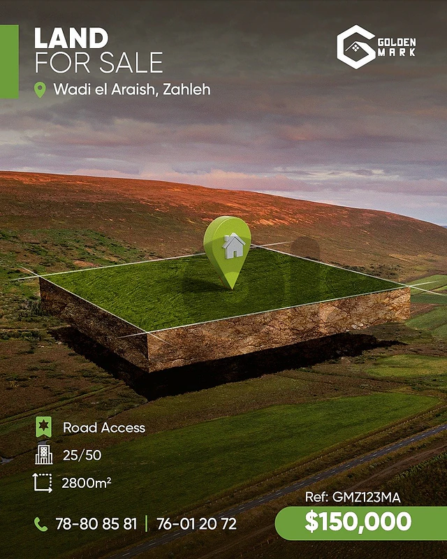GMZ123MA Land for sale in Wadi El Arish - Zahle -أرض للبيع