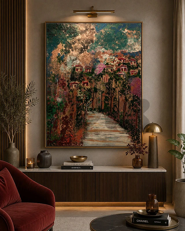 رسم زيتي على القماش  لوحه مميزه بسعرى مغري جدا كانت 180$صارت 150$