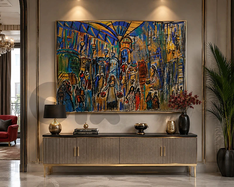 رسم  زيتي على القماش لوحه مميزه بسعرى مغري جدا  كانت 140صارت 120$