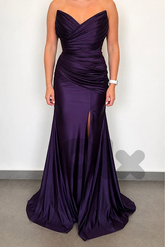Robe de soirée / Purple Satin Evening Gown – Taille M