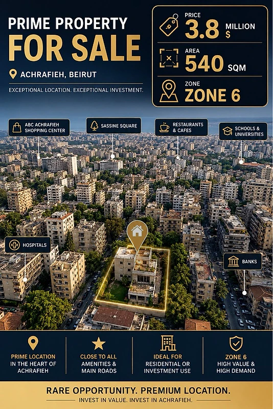 Achrafieh Prime Land For Sale | 540SQM | Zone 6