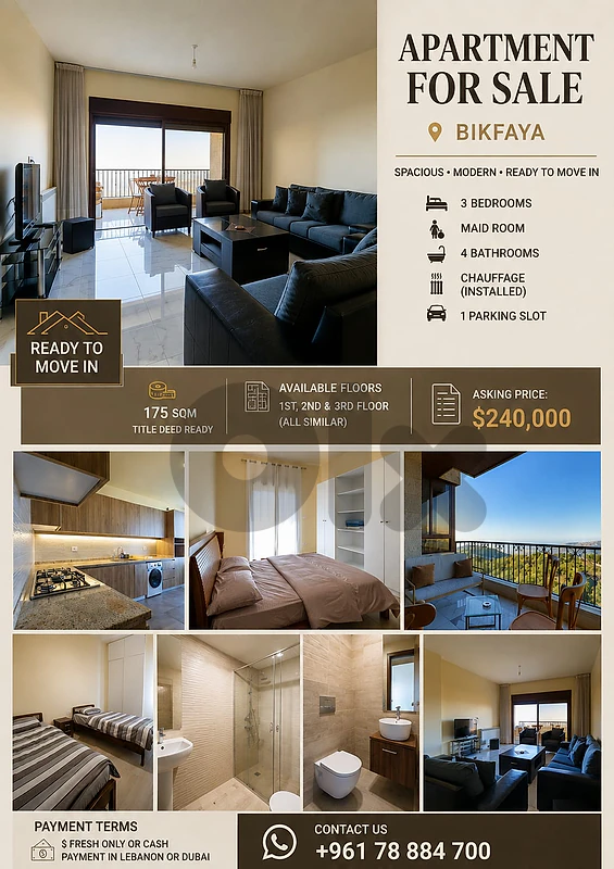 Ready to Move - Appartment for sale in Bikfaya Ready to Move - Appartment for sale in Bikfaya