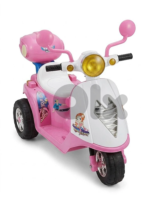 Kids' Electric Pink Vespa-Style Ride-On Tricycle Motorcycle