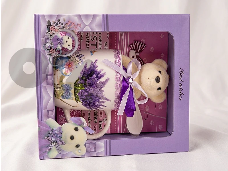 Lavender Bear & Floral Mug Gift Set