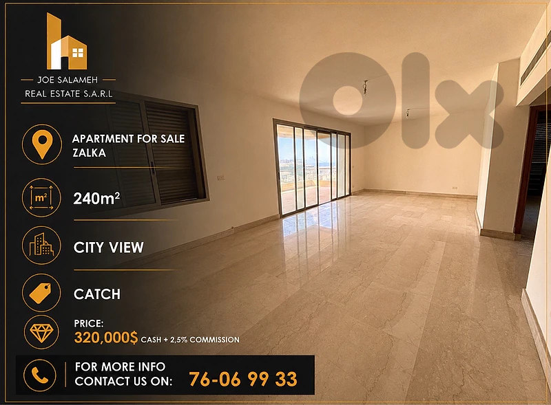 Catch Deal in Zalka 240m2 Prime Location City View Brand New/الزلقا