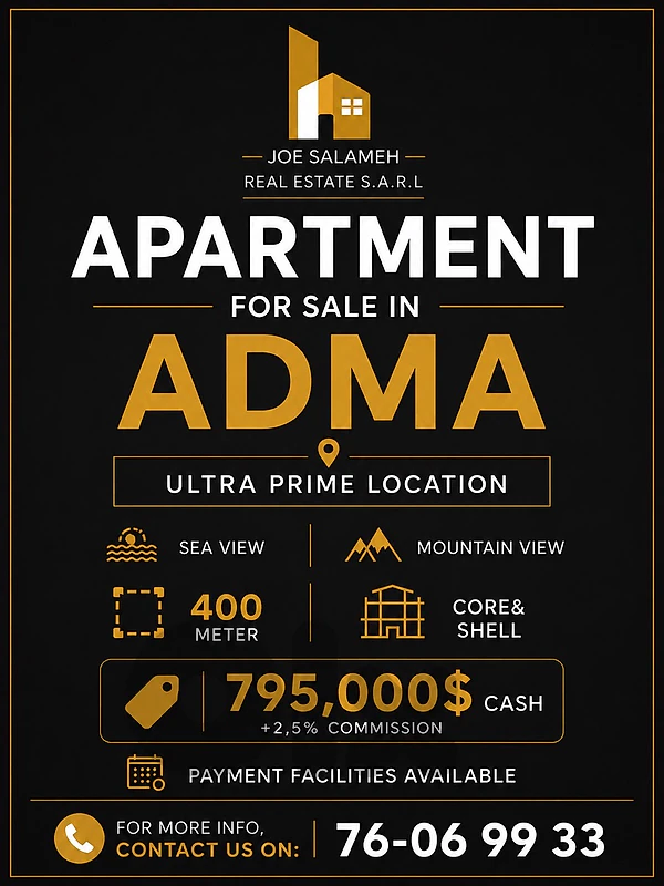 Apartment for sale in Adma 400m2 Core&Shell Prime Location/أدما