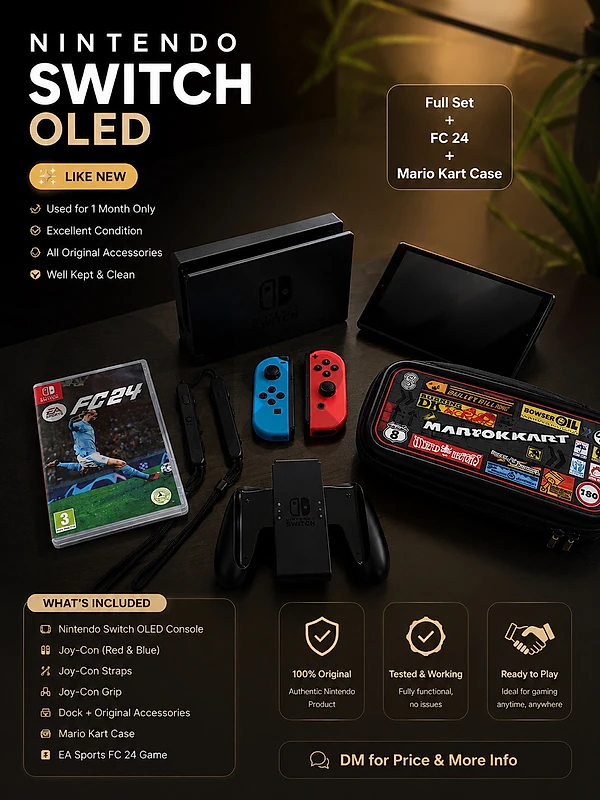 🎮 Nintendo Switch OLED + FC 24 + Mario Kart Pack + Screen Protector