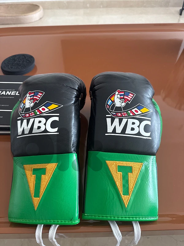 TITLE WBC Green & Black Lace-Up Boxing Gloves – Excellent Condition