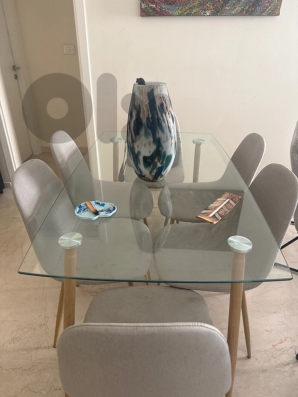 dining table and 6 dining chairs