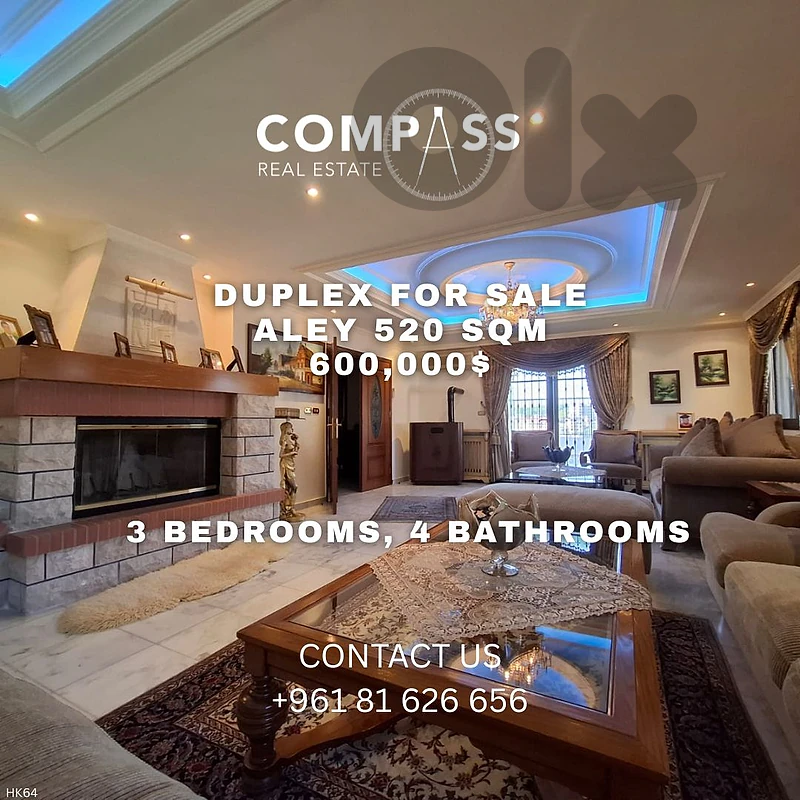 Luxury duplex for sale in Aley prime location 520 sqm