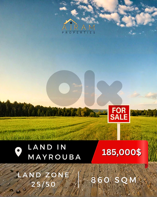 Land In Mayrouba | 860 sqm | Panoramic View
