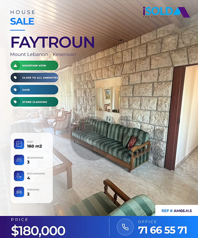 A 160 m2 house having an open mountain view for sale in Faytroun
