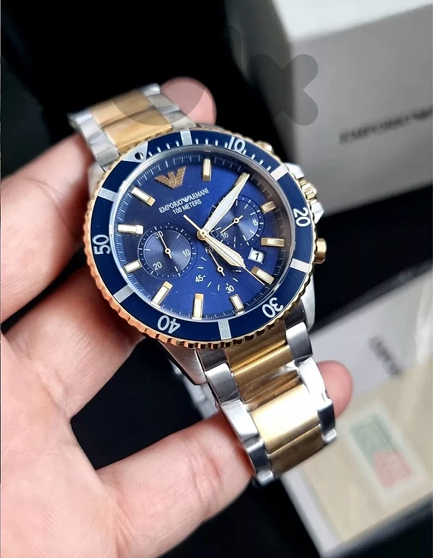 Authentic Emporio Armani Gold and silver watch for men
