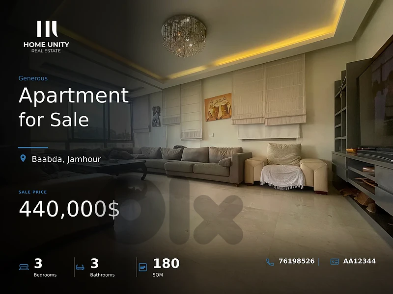 3-bedrooms Apartment for Sale , located in Jamhour , Baabda