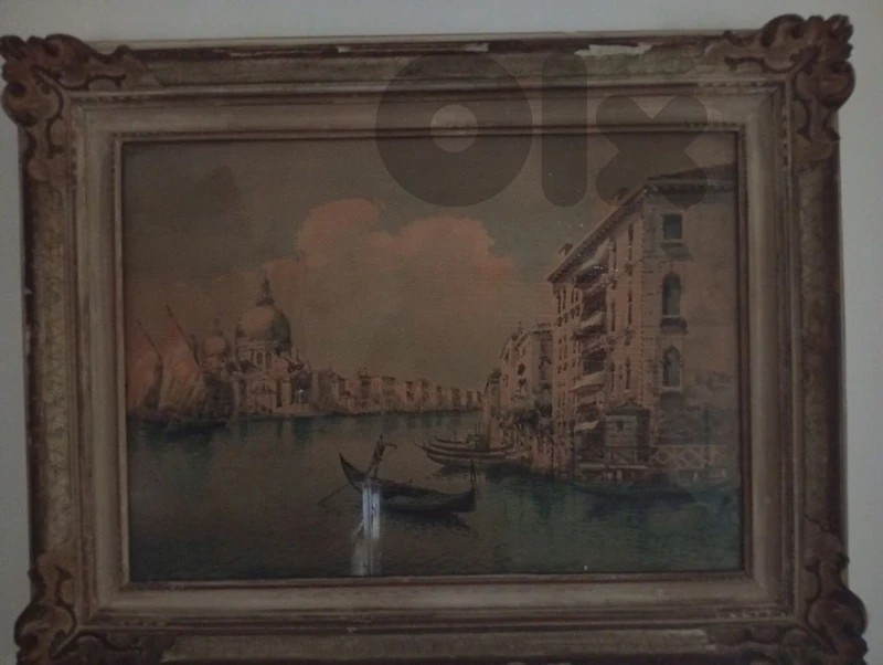 Original Vintage Venetian Landscape Painting – Oil on Canvas