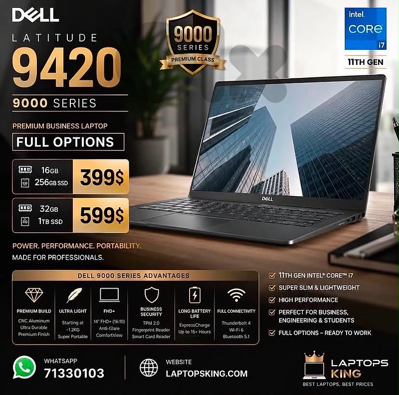 Dell Latitude 9420 i7 11th Gen | 16GB/32GB RAM | 256GB/1TB SSD