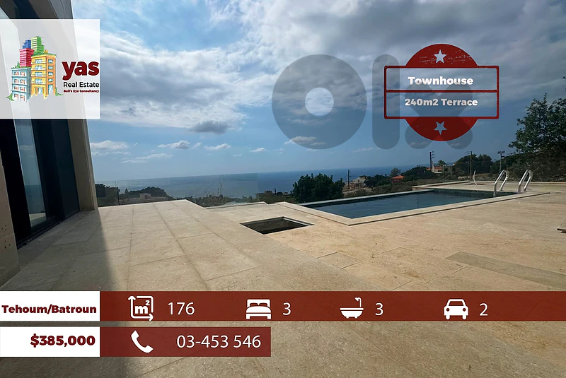 Tehoum/Batroun 245m2 | 240m2 Terrace | Townhouse | Sea View | HS