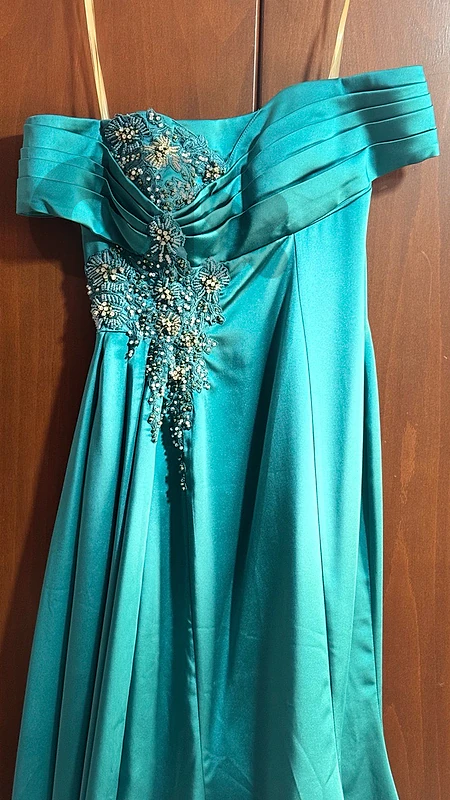 turquoise evening dress