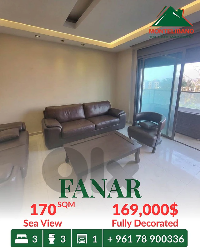 170 sqm Apartment For Sale in Fanar فنار with Sea View