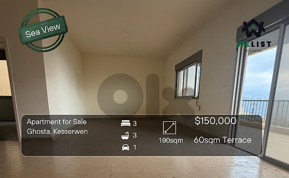 Apartment for sale in Ghosta شقة للبيع في غسطا