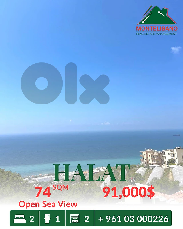 74 sqm Apartment For Sale in Halat حالات with Open Sea View