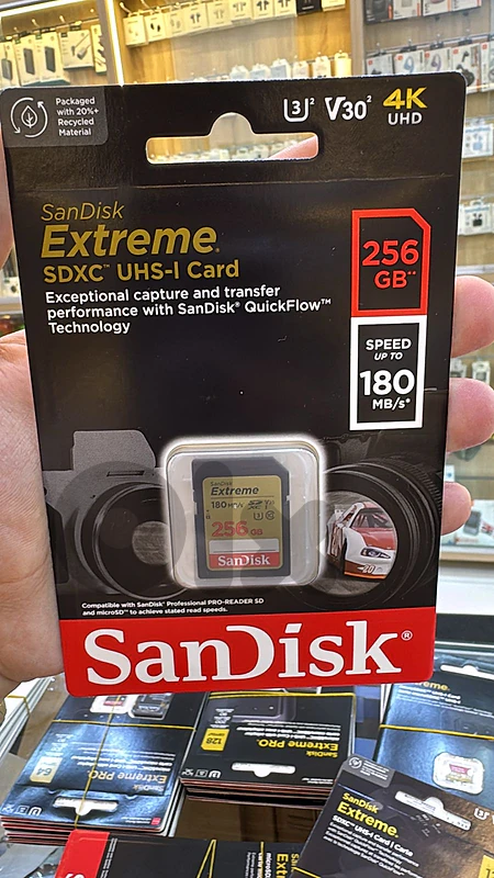 Sandisk extreme  sdxc uhs-I card 256gb 180mg/s